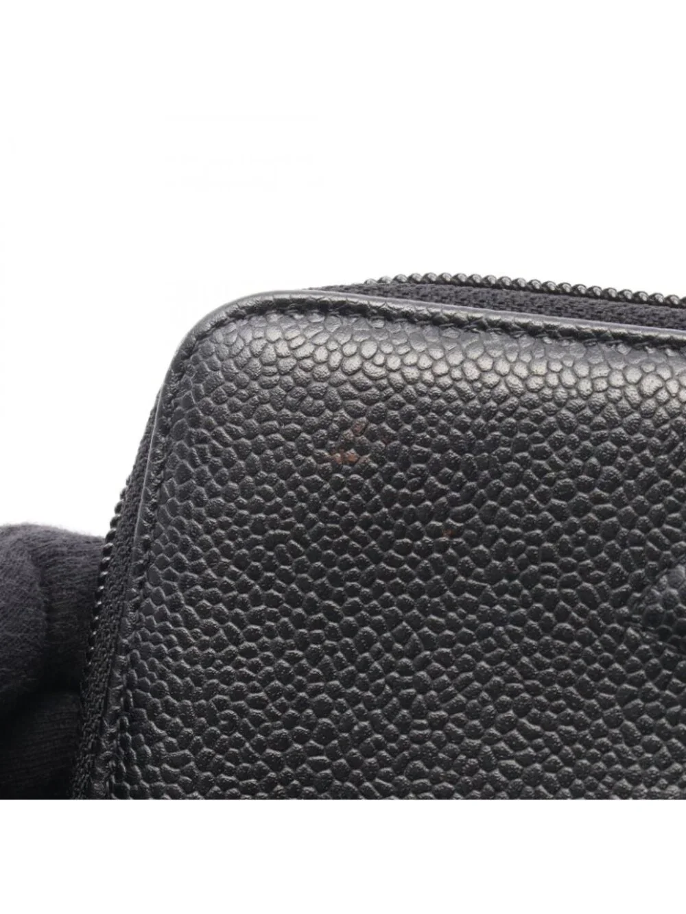 Chanel Round Wallet CC Logo Black Caviar Leather